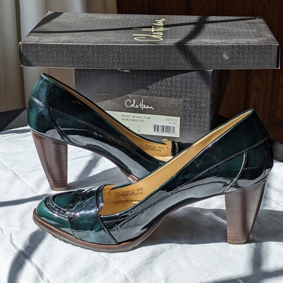 Cole Haan Nike Air sole Moroccan Blue Patent Leather Heels - Picture 3 of 11